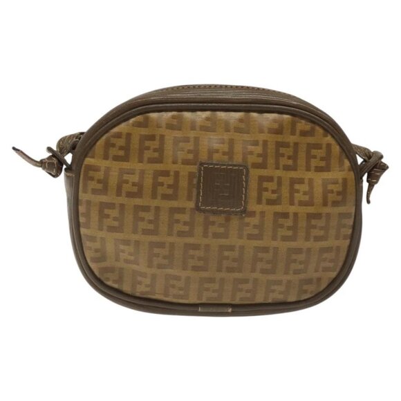 FENDI Zucchino Canvas Shoulder Bag Beige Auth - Picture 3 of 16